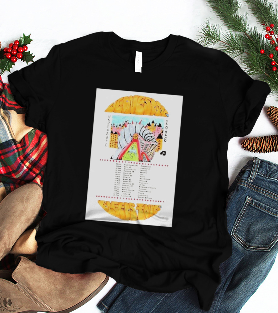 Wednesday UK & Europe 2026 Tour Dates With Colorful Knight Art And Music Note T-Shirt
