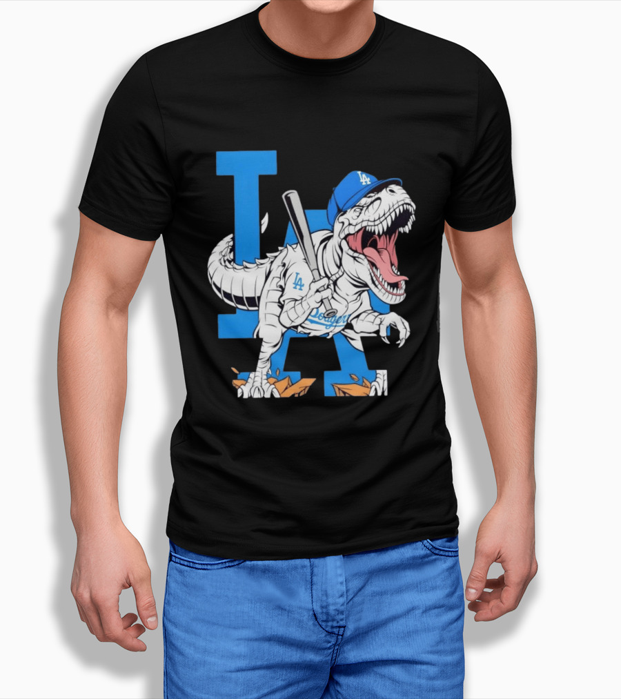 Los Angeles Dodgers Rex Baseball Cap Bat LA Letter T-Shirt