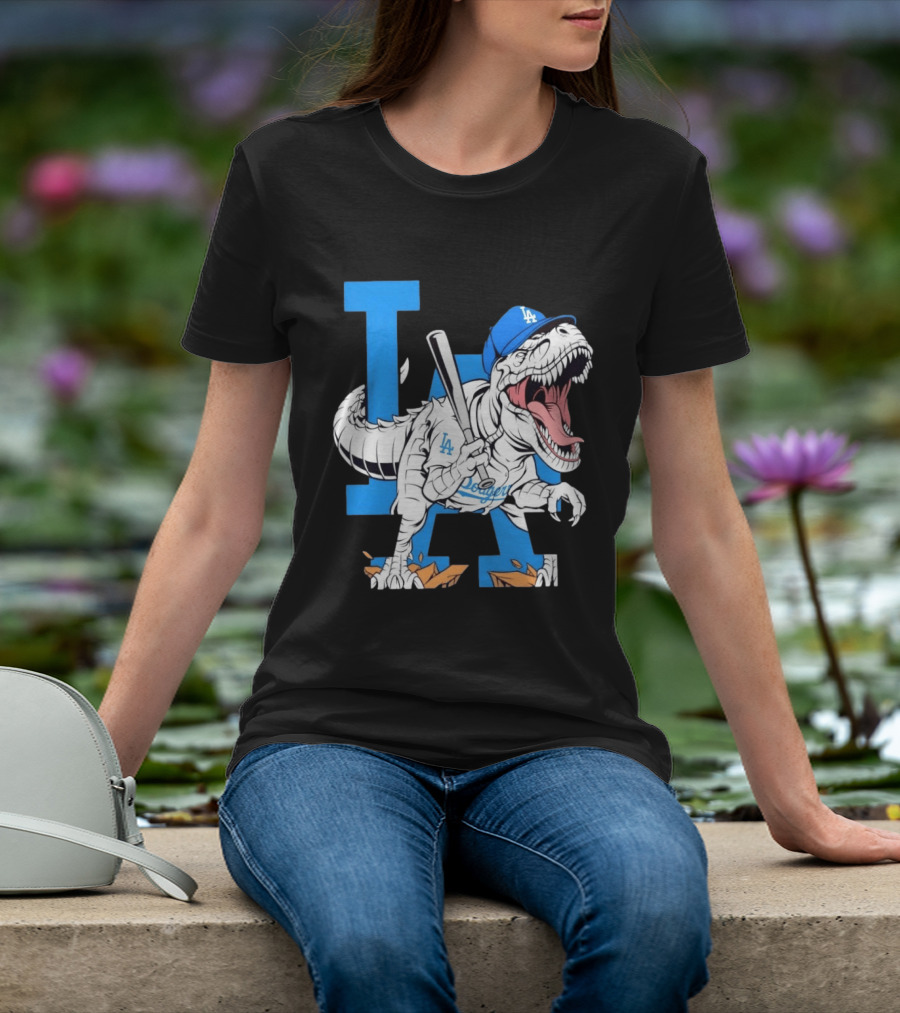 Los Angeles Dodgers Rex Baseball Cap Bat LA Letter T-Shirt