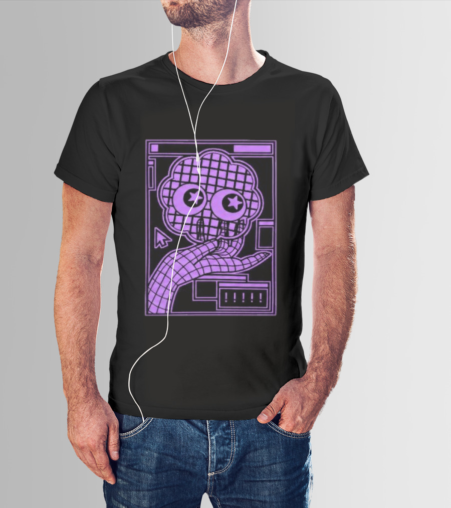 Ranboo Store The Parti Pixel Star Eyed Retro Grid Hand And Cloud T-Shirt