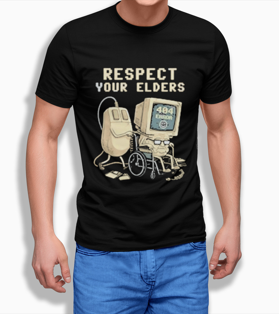Respect Your Elders 404 Error Tech Hilarious Old Computer Mouse T-Shirt
