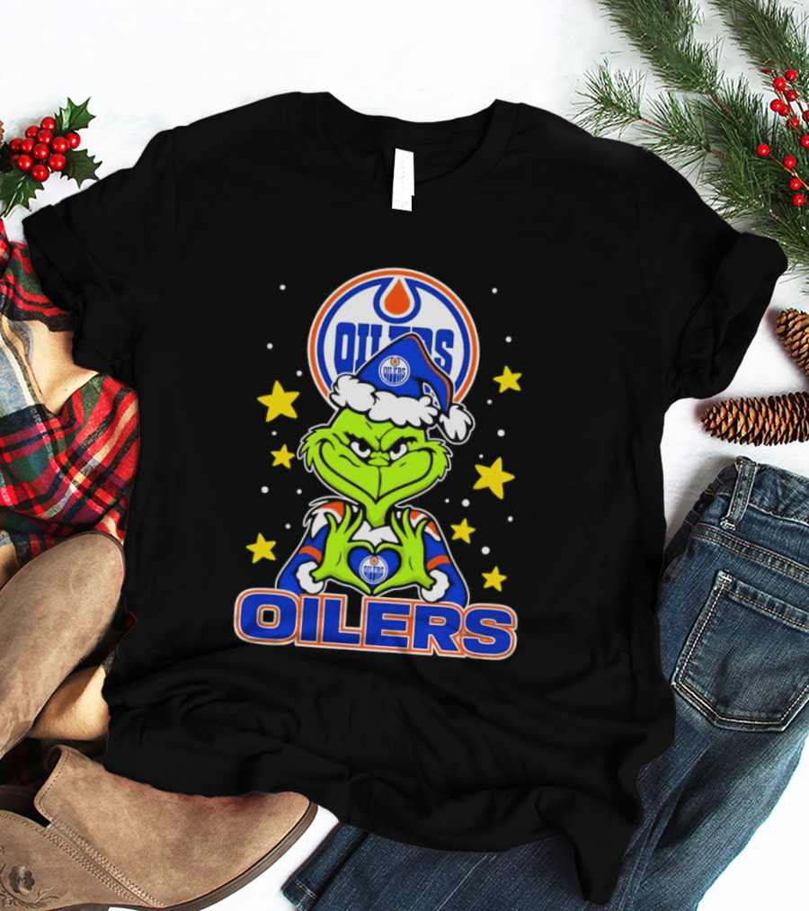 Edmonton Oilers NHL Christmas Grinch Holiday T-Shirt