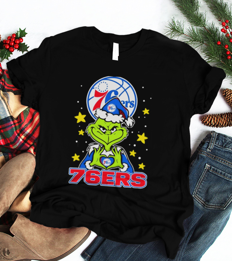 Philadelphia 76ers Christmas Grinch Basketball Holiday T-Shirt