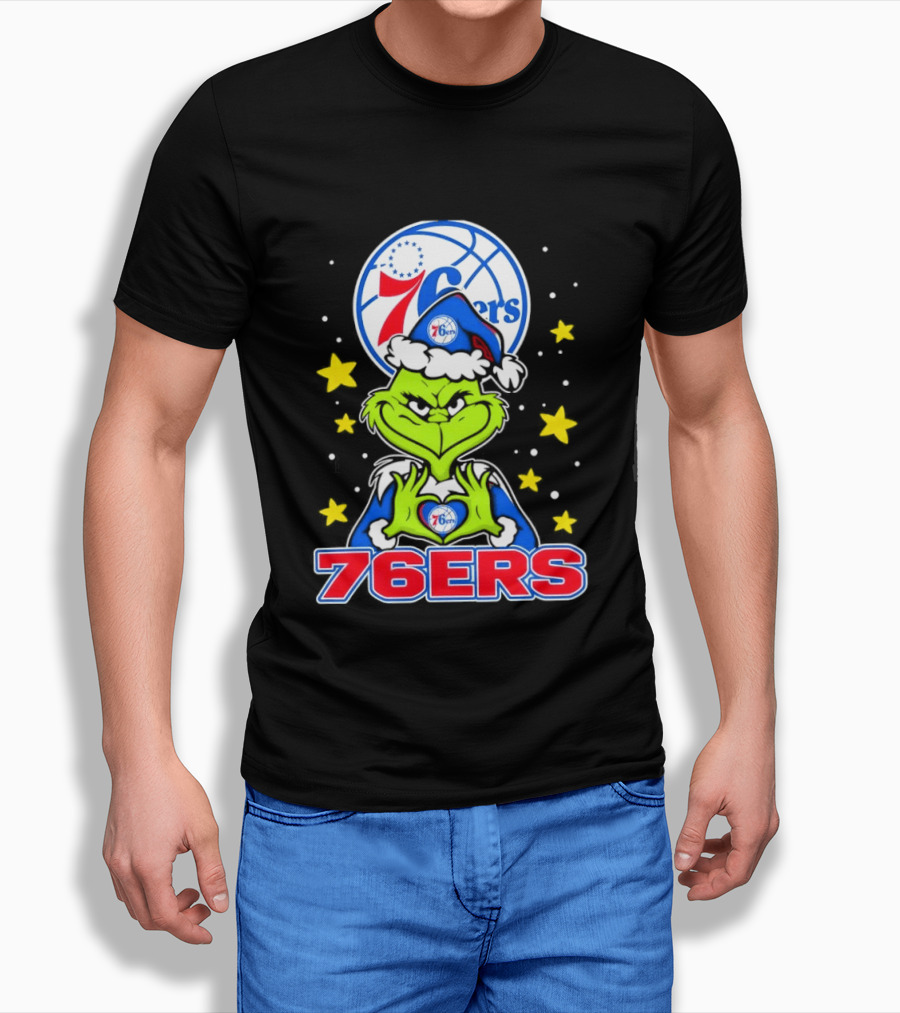 Philadelphia 76ers Christmas Grinch Basketball Holiday T-Shirt