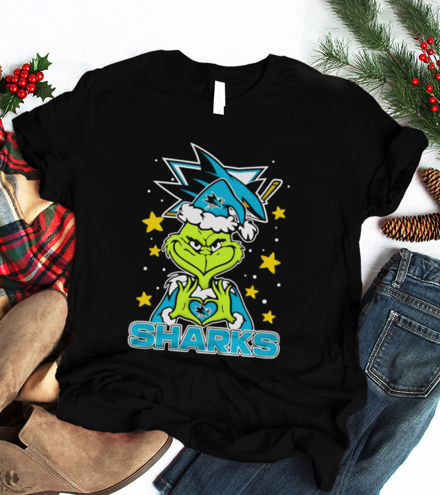 The Grinch San Jose Sharks Christmas NHL Holiday Collaboration T-Shirt