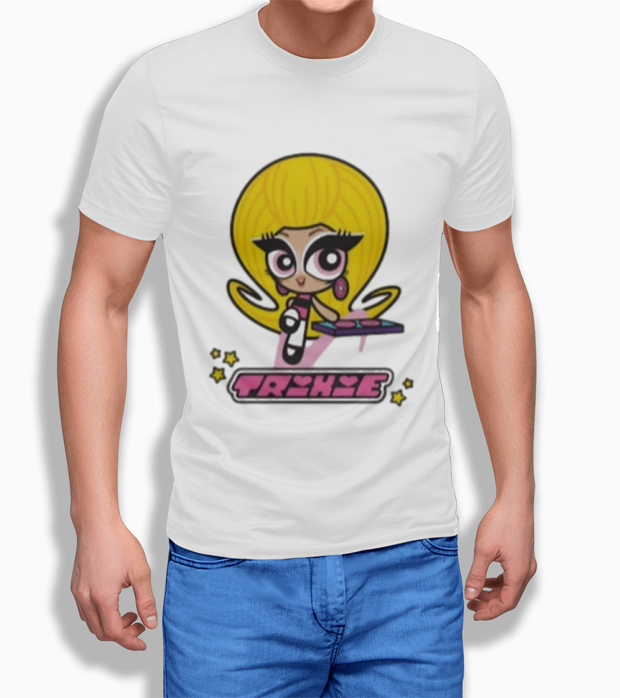 Trixie Mattel Powerpuff Girl Parody With Oversized Yellow Hair And Makeup T-Shirt
