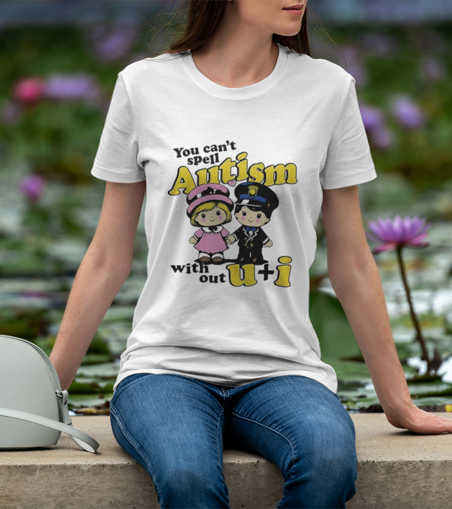 You Can't Spell Autism Without U+I Cute Cartoon Kids Holding Hands T-Shirt