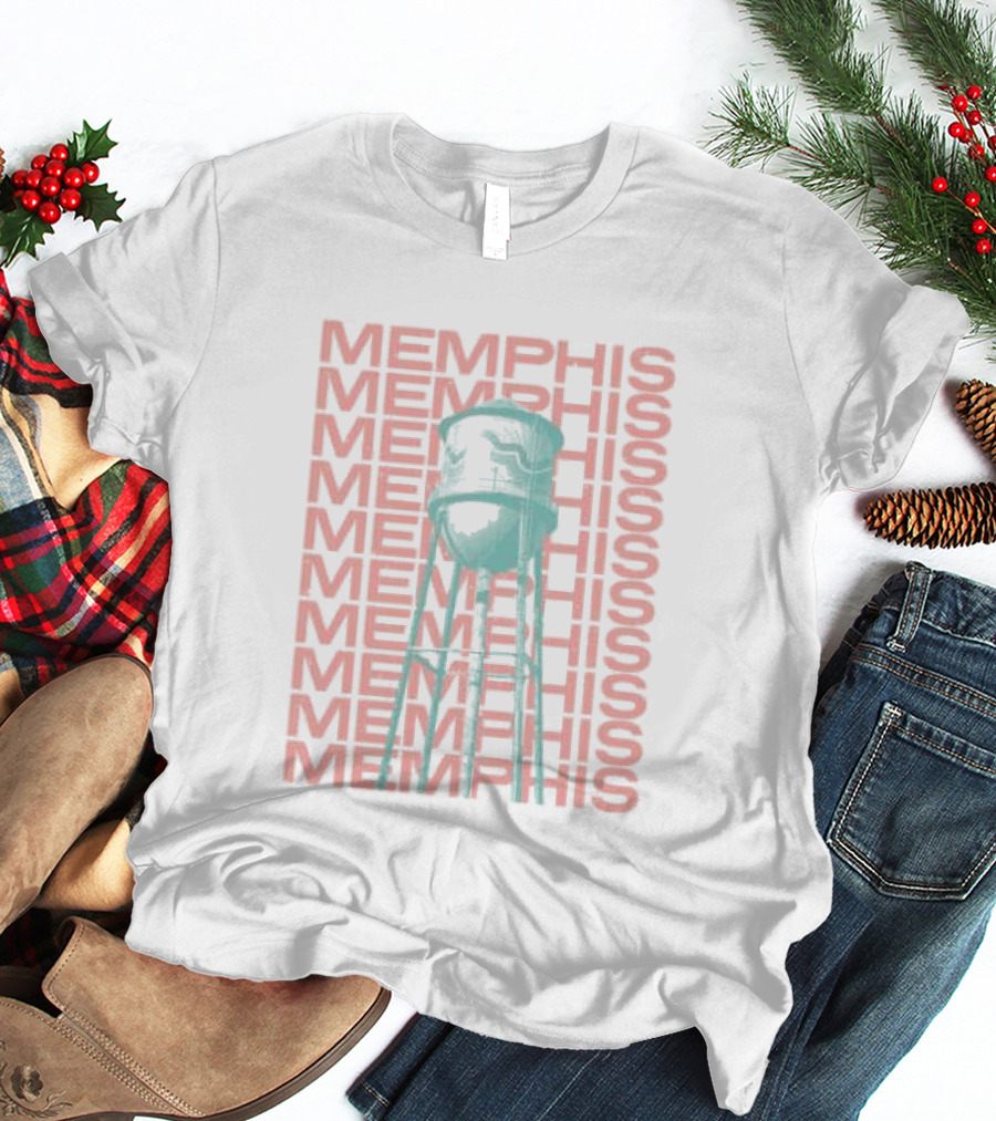 Memphis Halftone Broad Ave Water Tower Choose 901 Store T-Shirt