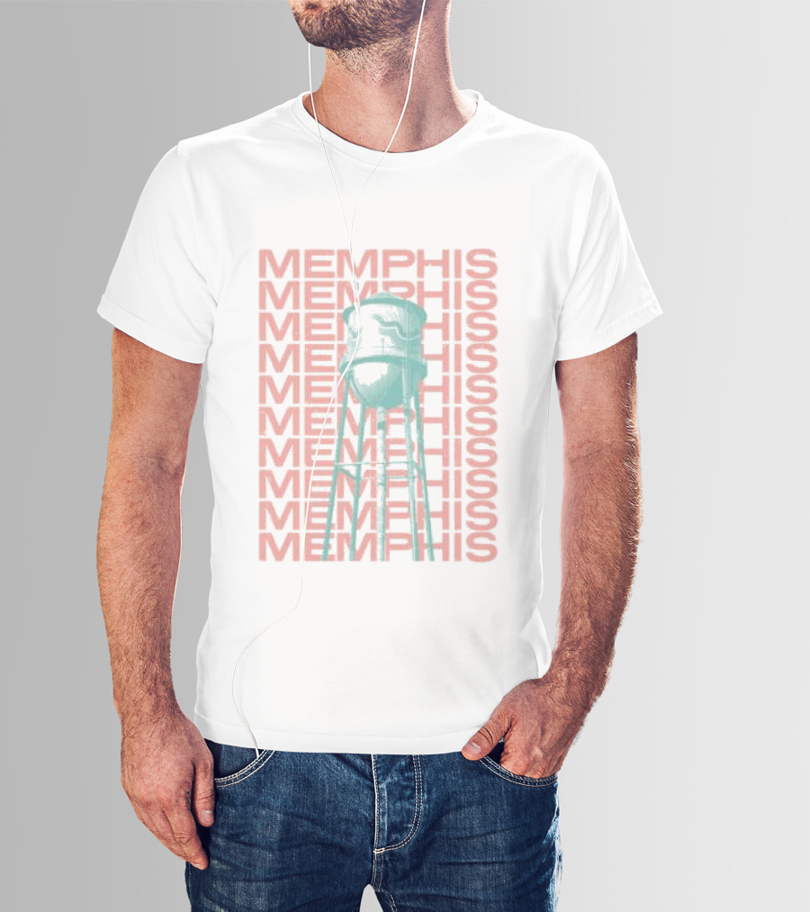 Memphis Halftone Broad Ave Water Tower Choose 901 Store T-Shirt