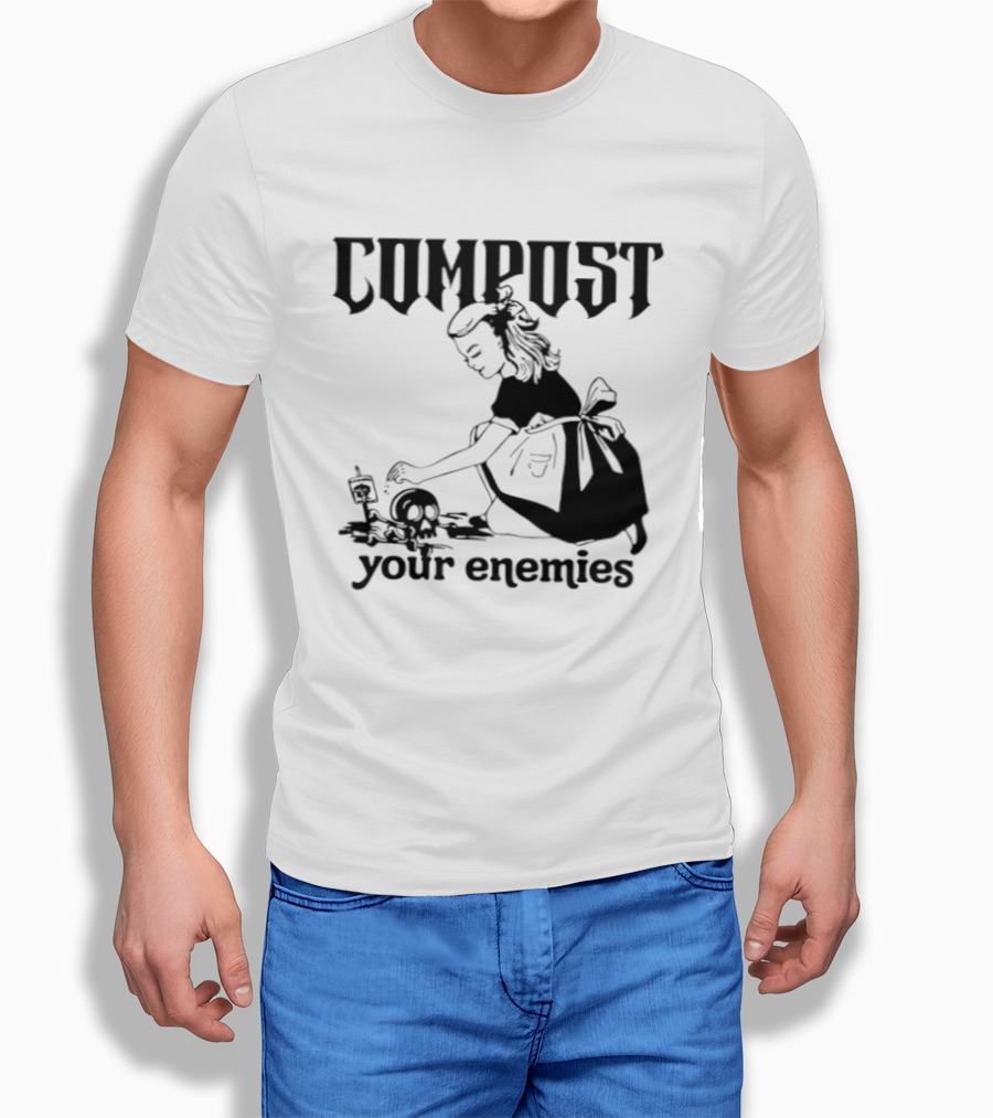 Compost Your Enemies Retro Gothic Style Gardening Skeleton T-Shirt
