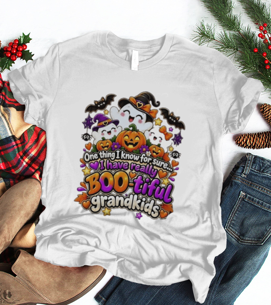 One Thing I Know For Sure I Have Really BOO Tiful Grandkids Halloween Ghost Pumpkin T-Shirt