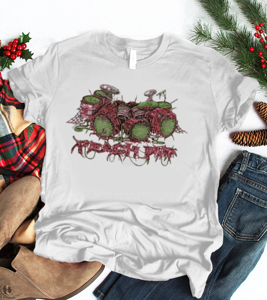 Peach Pit Meat Drums Drumming Kit Artful Display T-Shirt