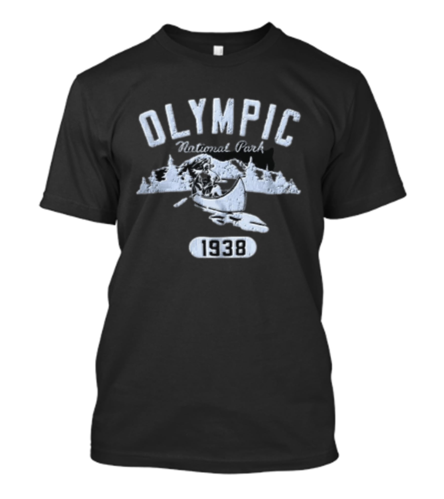 Olympic National Park 1938 Canoeing Mountains Pine Trees T-Shirt