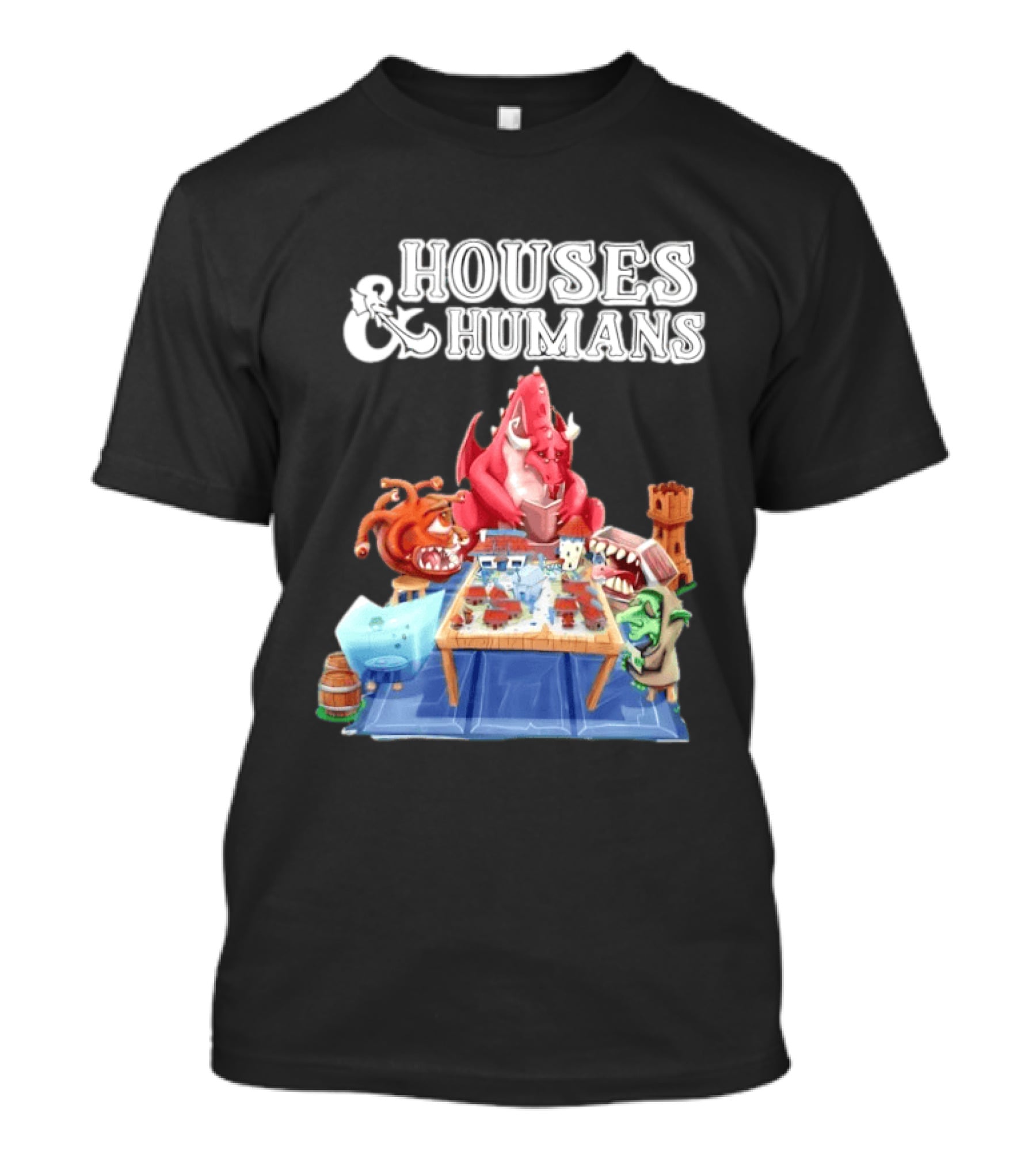 Houses And Humans Halloween Game Monsters Playing Board Game T-Shirt
