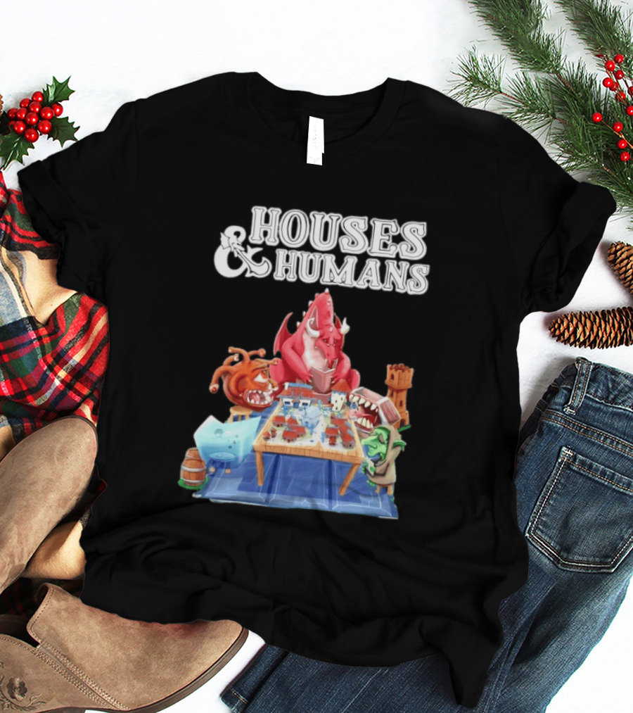Houses And Humans Halloween Game Monsters Playing Board Game T-Shirt