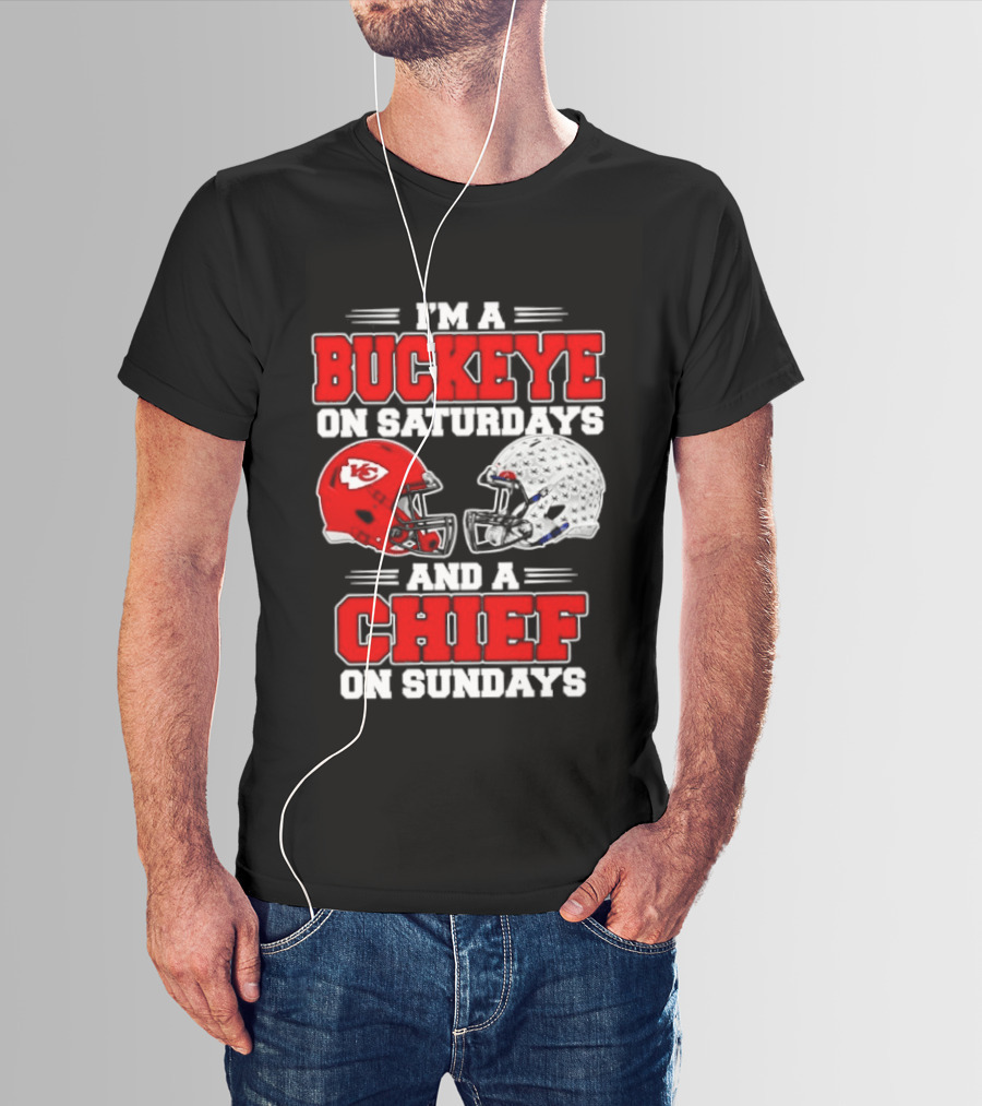 Ohio State Buckeye Saturdays Kansas City Chiefs Sundays Football Helmets T-Shirt