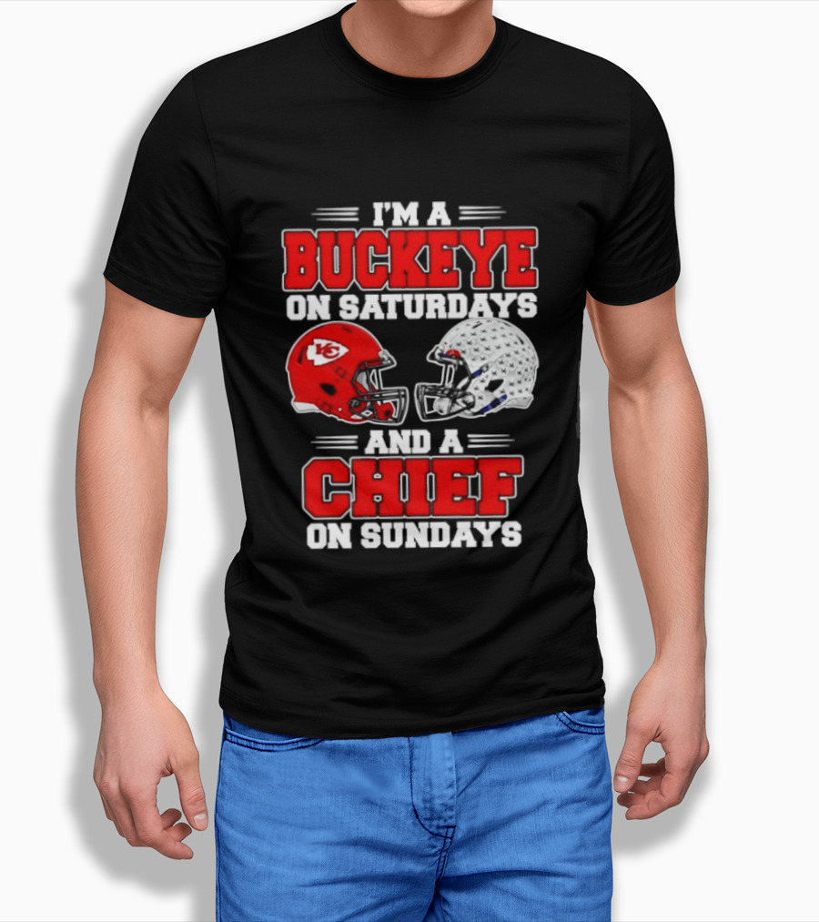 Ohio State Buckeye Saturdays Kansas City Chiefs Sundays Football Helmets T-Shirt