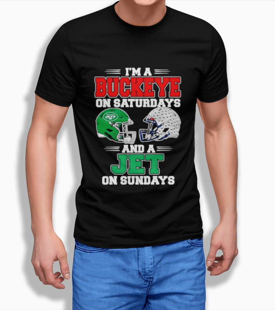 Ohio State Buckeyes Saturdays New York Jets Sundays Football Helmets T-Shirt