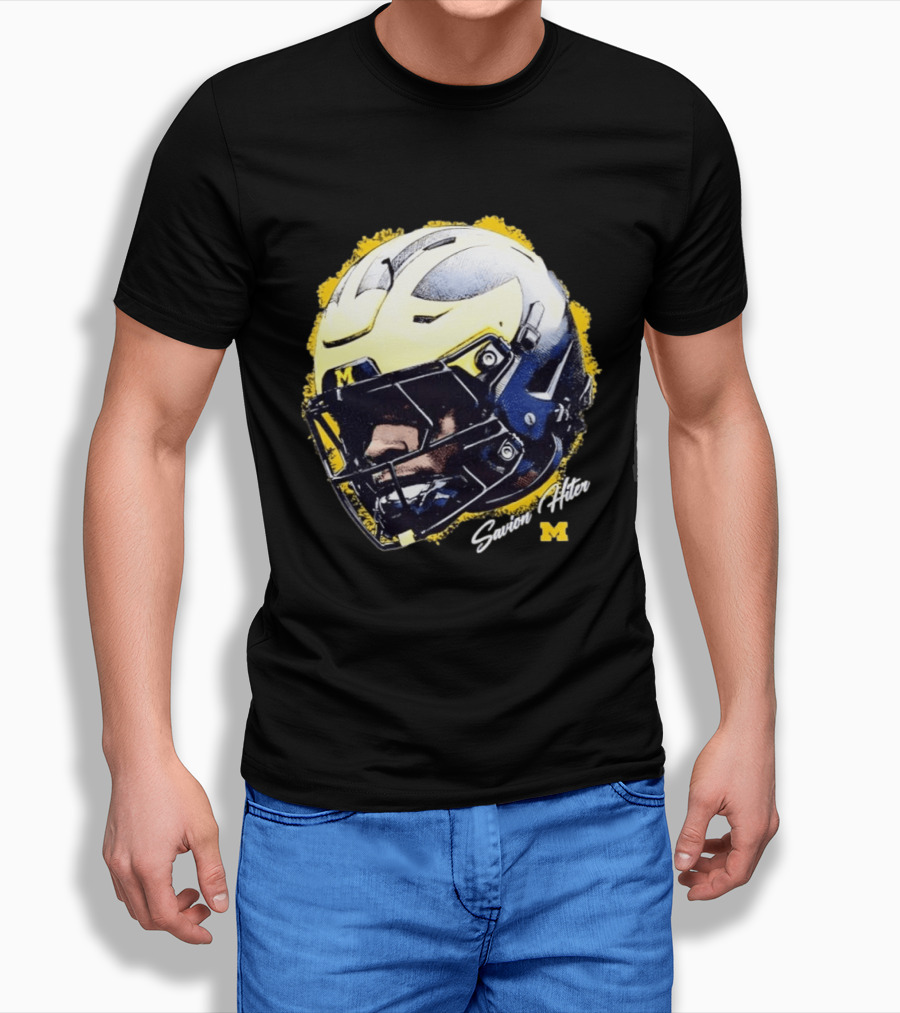NCAA Football Michigan Wolverines Savion Hiter Game Face Helmet M T-Shirt