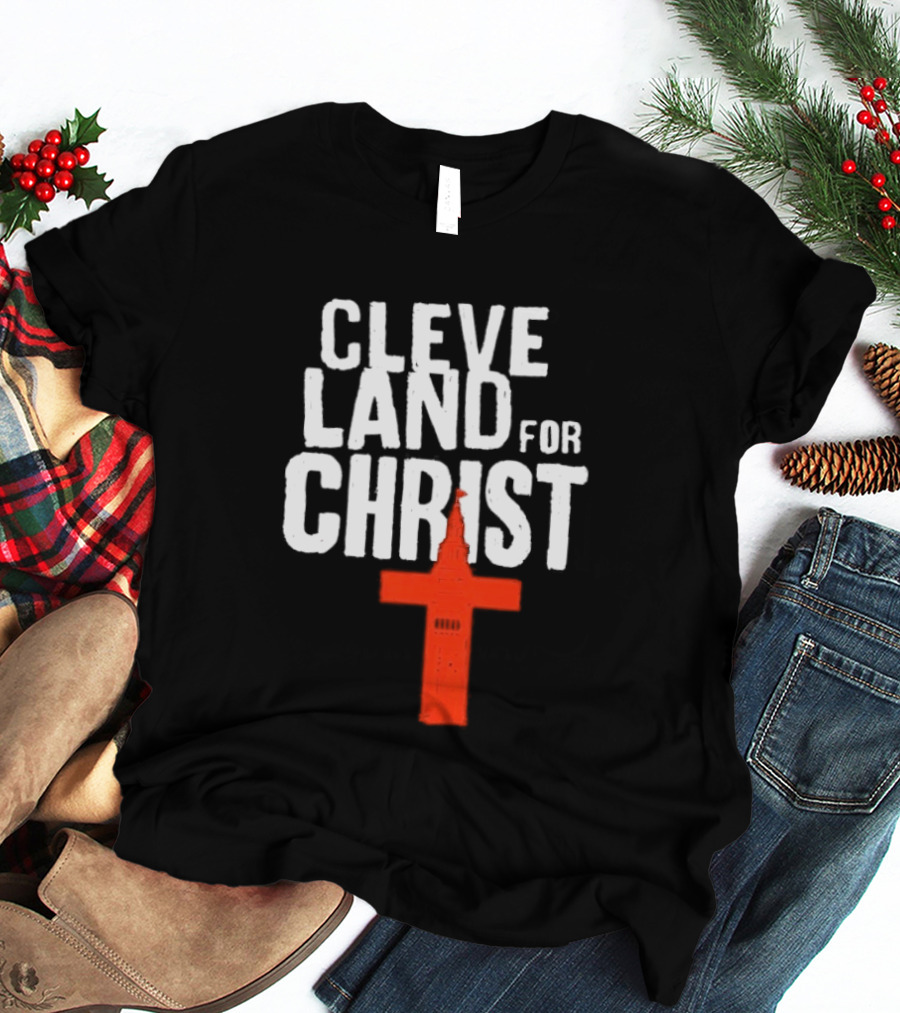 Cleveland For Christ Orange And Brown Terminal Tower Cross T-Shirt