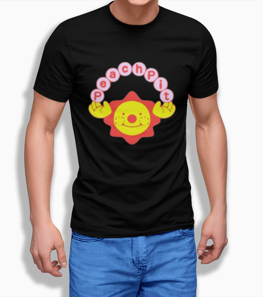 Peach Pit Smiling Sun With Playful Hands T-Shirt