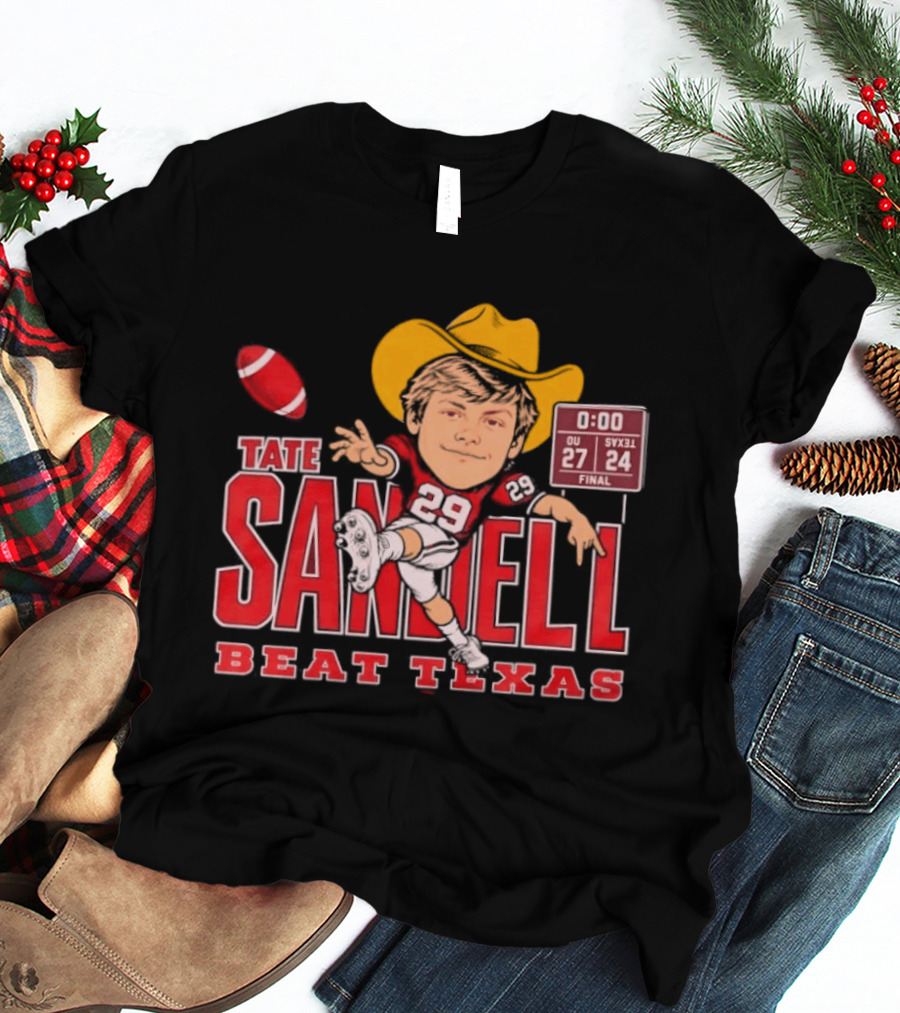 Tate Sandell No 29 OU 27 SVXL 24 Beat Texas Football T-Shirt