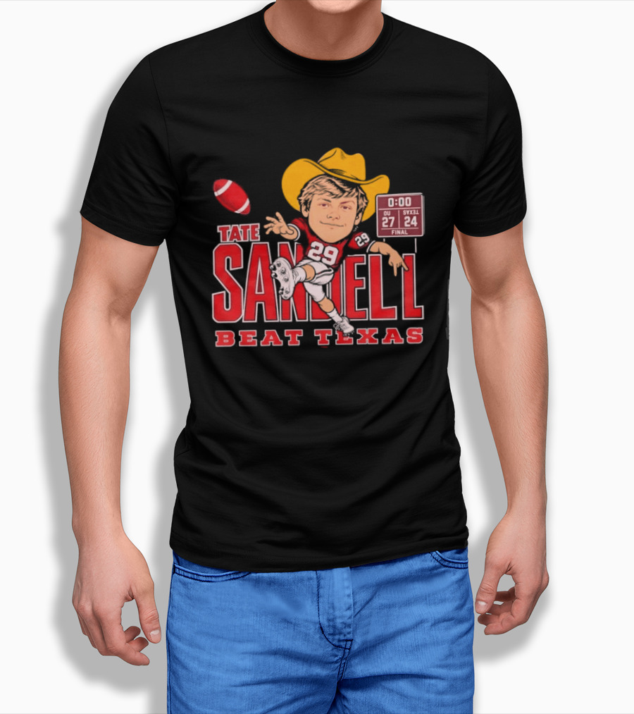 Tate Sandell No 29 OU 27 SVXL 24 Beat Texas Football T-Shirt