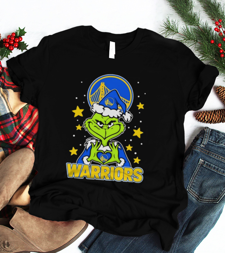 Golden State Warriors Christmas Grinch Snowflakes And Stars T-Shirt