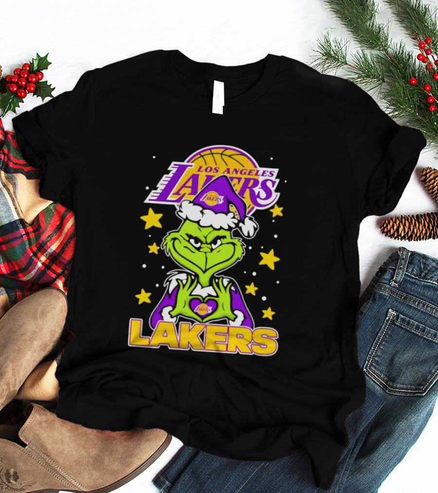 Los Angeles Lakers Christmas Grinch Festive NBA Fan Gear T-Shirt