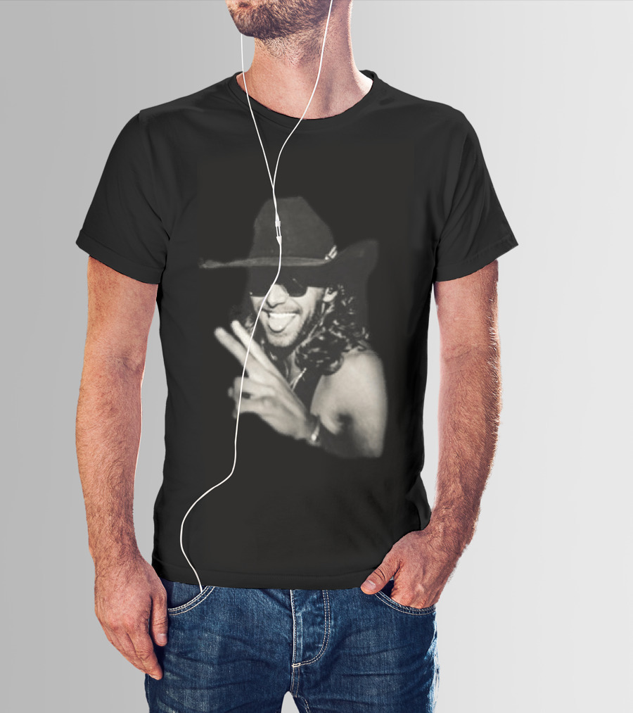 Warren Zeiders Cowboy Hat Black Sunglasses Peace Sign T-Shirt