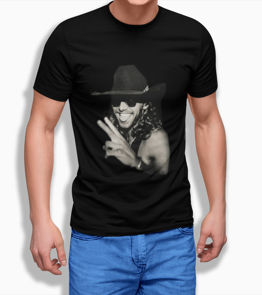 Warren Zeiders Cowboy Hat Black Sunglasses Peace Sign T-Shirt