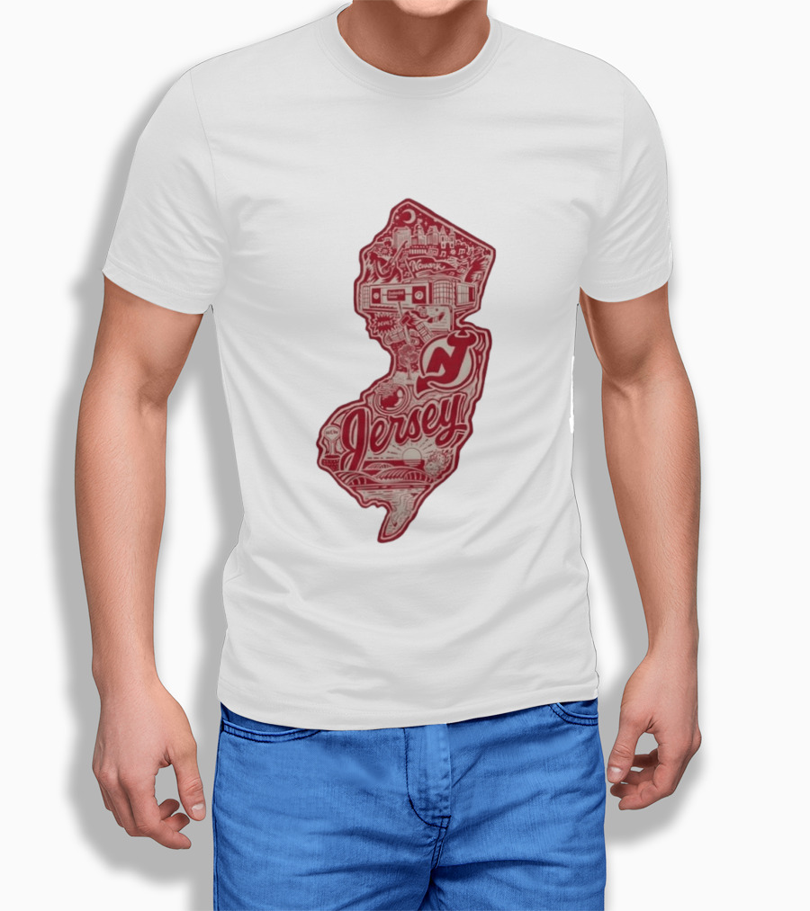 New Jersey Devils Prudential Center Newark Collage Map T-Shirt