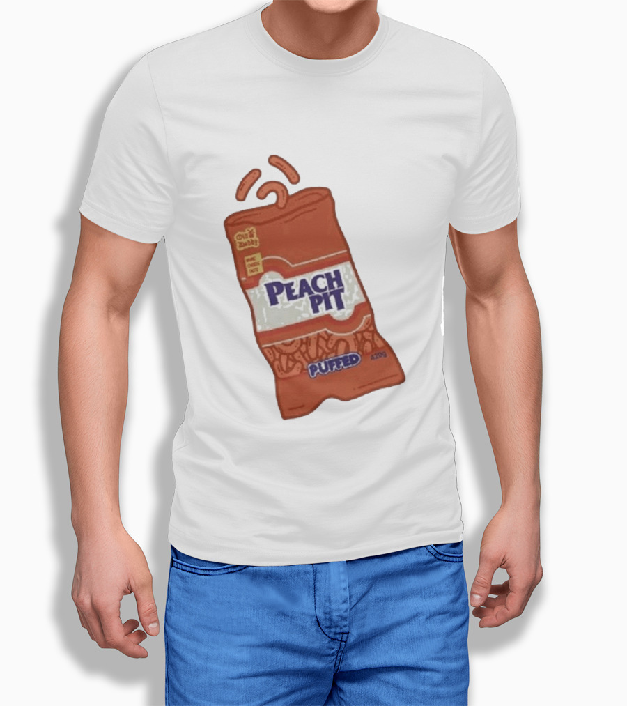 Peach Pit Puffed Snack Bag Cheesie Guys Party Pack 420g T-Shirt