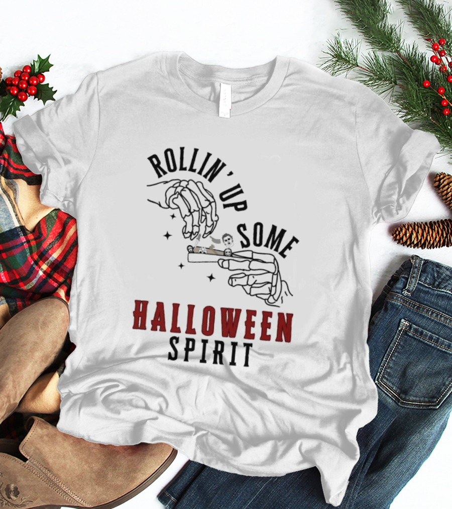 Rollin' Up Some Halloween Spirit Skeleton Hands Spooky Fun T-Shirt