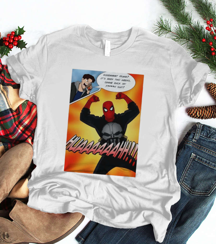 Spider Man And The Punisher Comic Goddammit Frank Huaaahhh Speech Bubble Scene T-Shirt