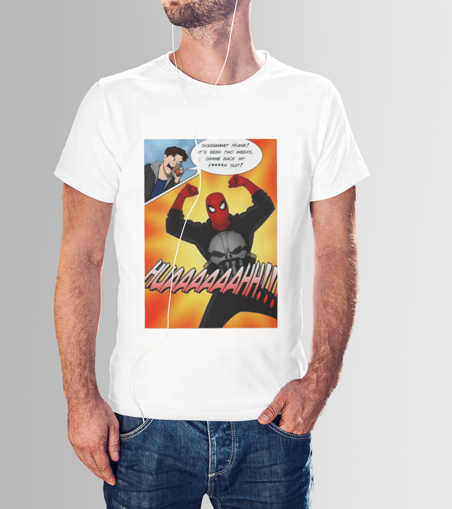 Spider Man And The Punisher Comic Goddammit Frank Huaaahhh Speech Bubble Scene T-Shirt