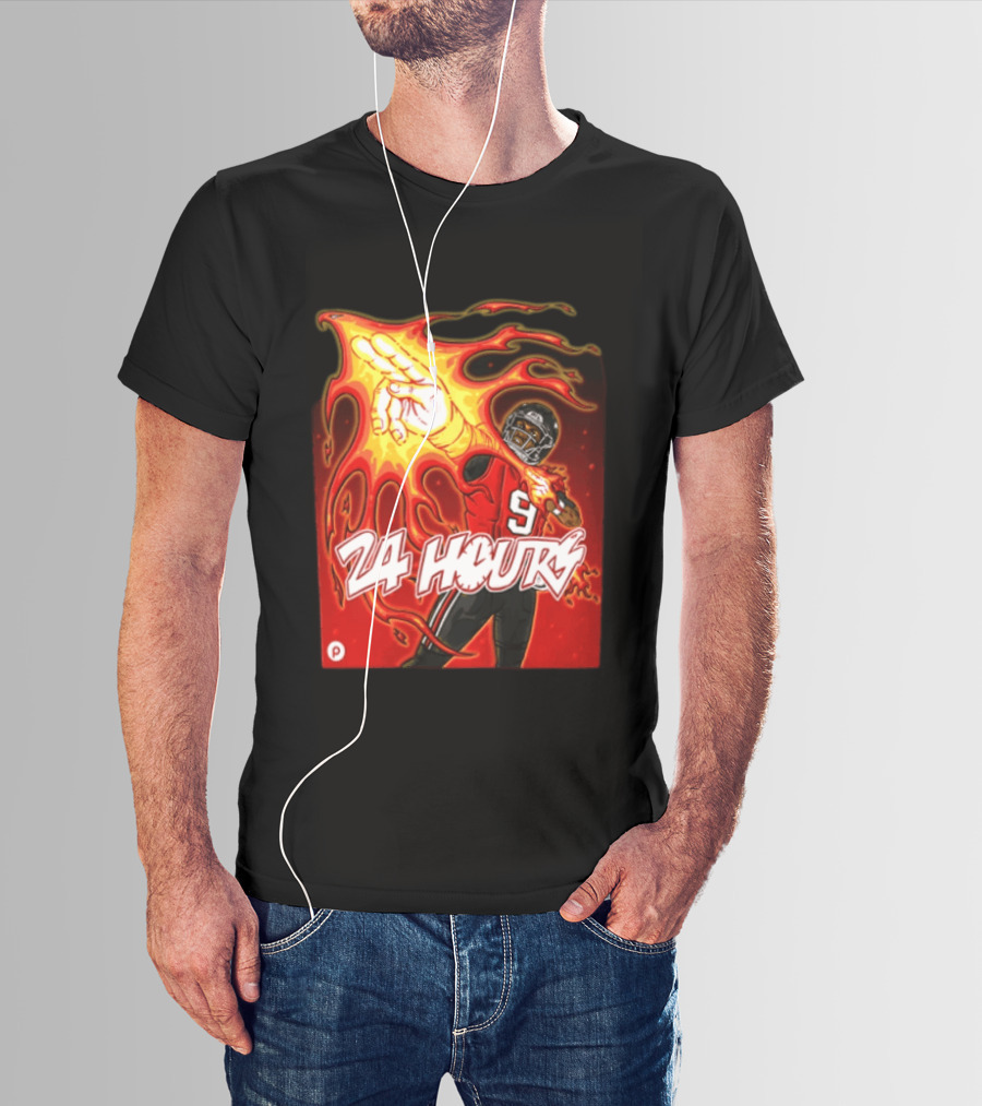 24 Hours Michael Penix Jr Atlanta Falcons NCAA Football 9 Flame T-Shirt