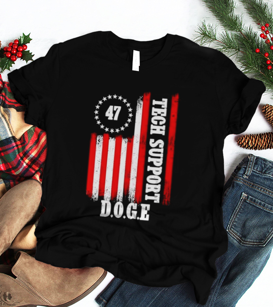 47 D.O.G.E. Tech Support American Flag T-Shirt