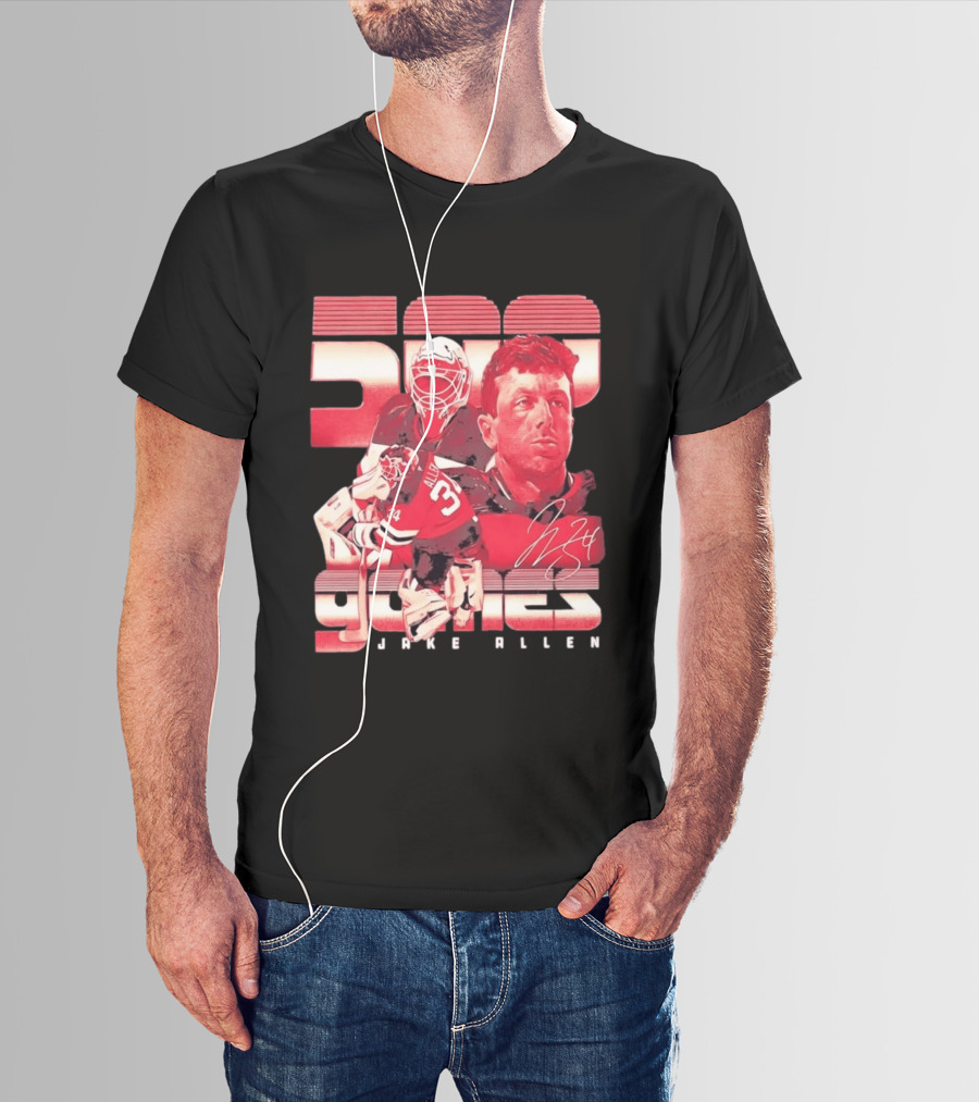 Jake Allen 500 Games New Jersey Devils Hockey 34 T-Shirt
