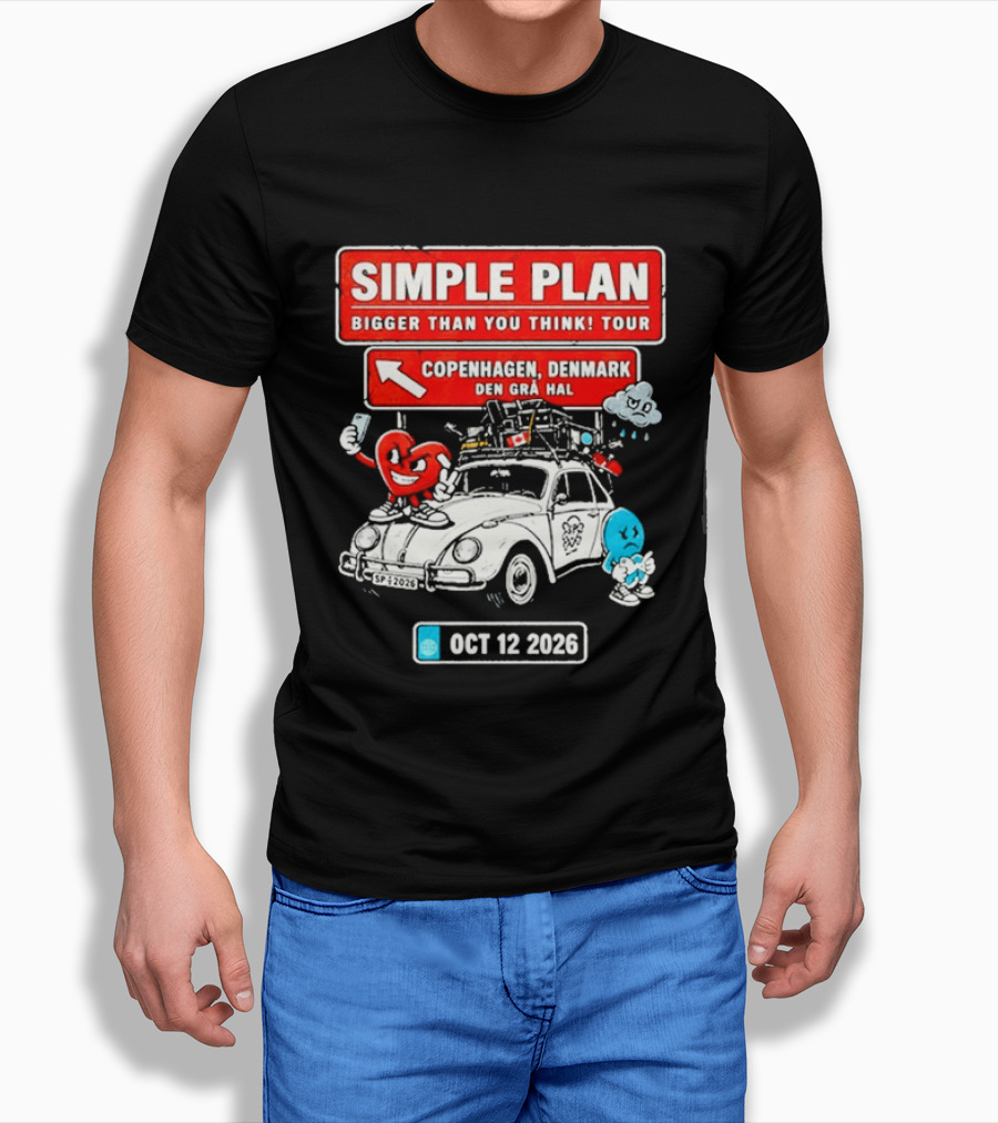 Simple Plan Bigger Than You Think Tour Copenhagen Denmark Oct 12 2026 T-Shirt