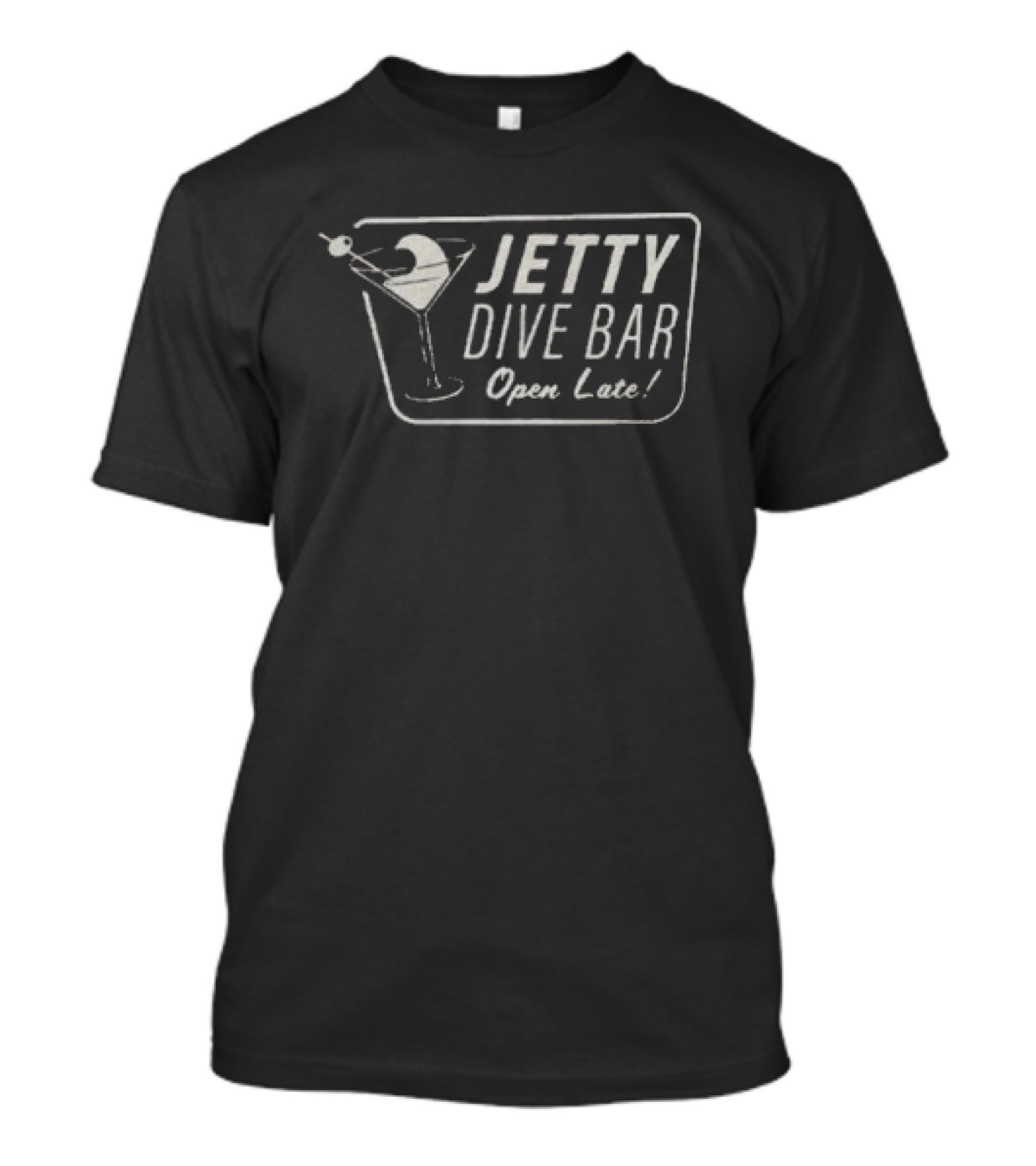 Jetty Dive Bar Open Late Martini Glass T-Shirt