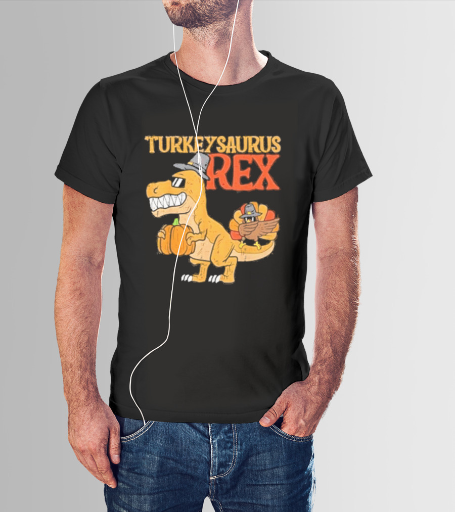 Turkeysaurus Rex Toddler Boys Thanksgiving Dab Turkey Dino 2024 T-Shirt