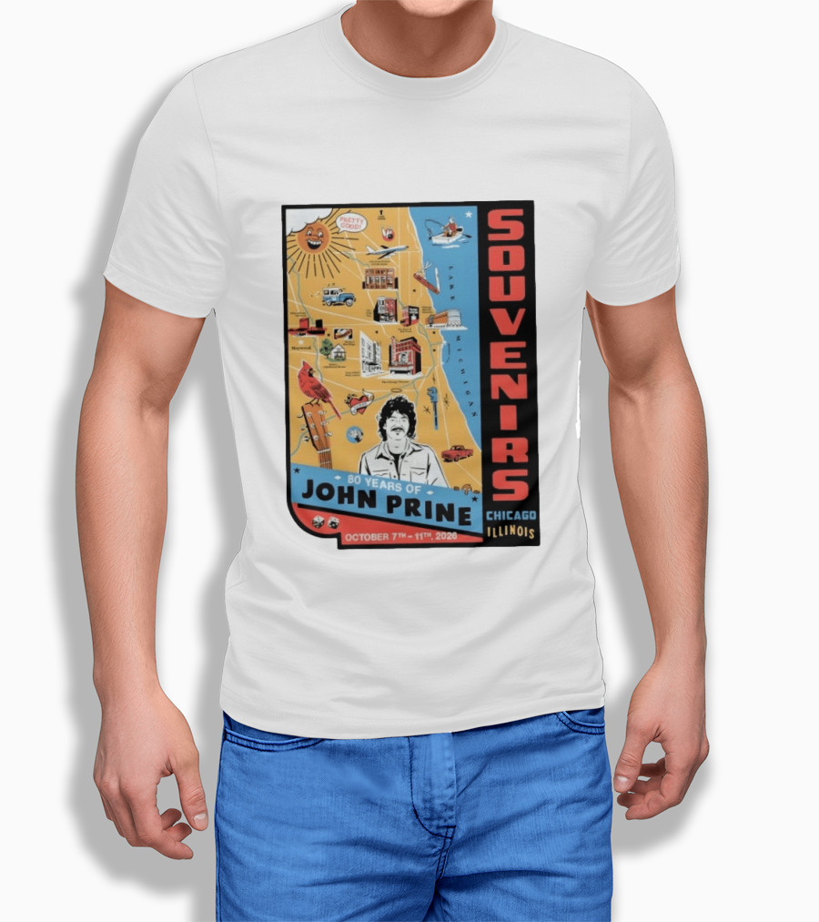 Souvenirs John Prine 80 Years October 7 11 2026 Chicago Illinois T-Shirt