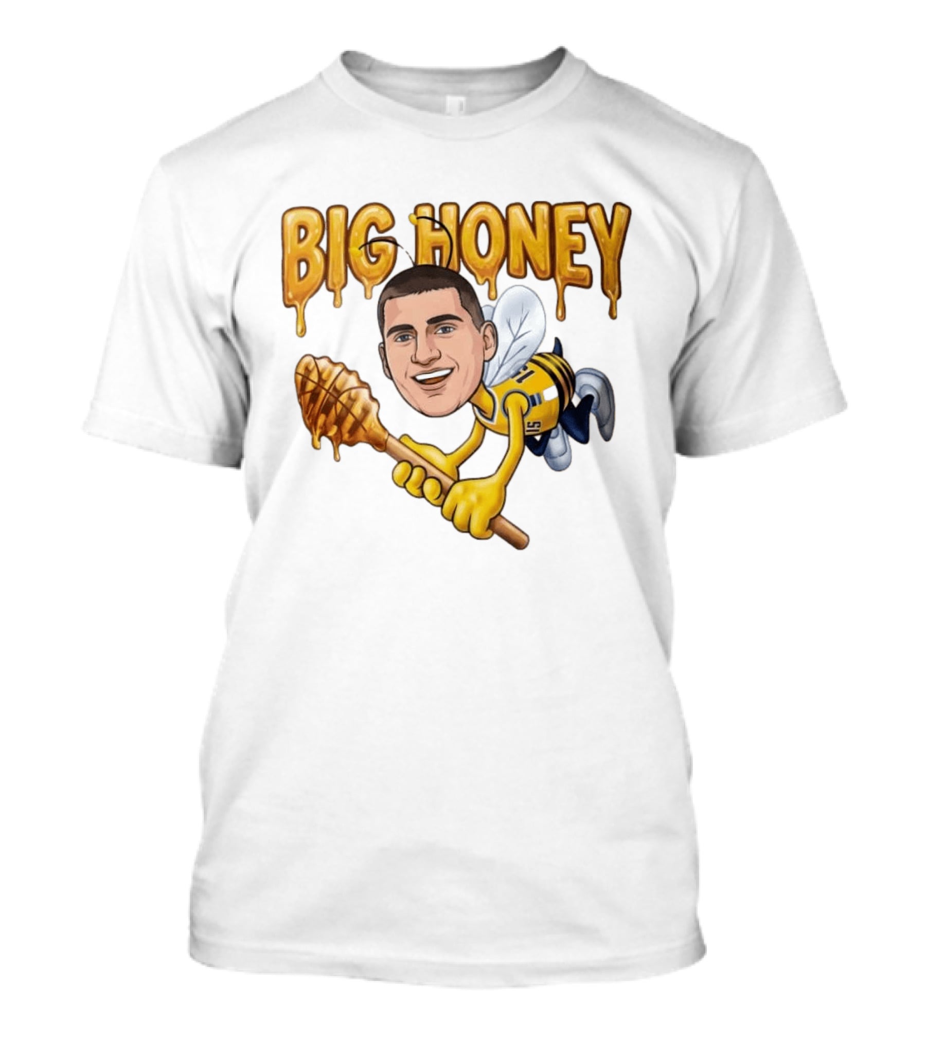 Big Honey 15 Denver Nuggets Nikola Jokic Caricature Drawing Buzzing Basketball Star T-Shirt