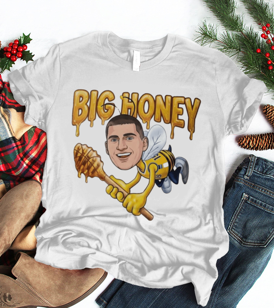 Big Honey 15 Denver Nuggets Nikola Jokic Caricature Drawing Buzzing Basketball Star T-Shirt