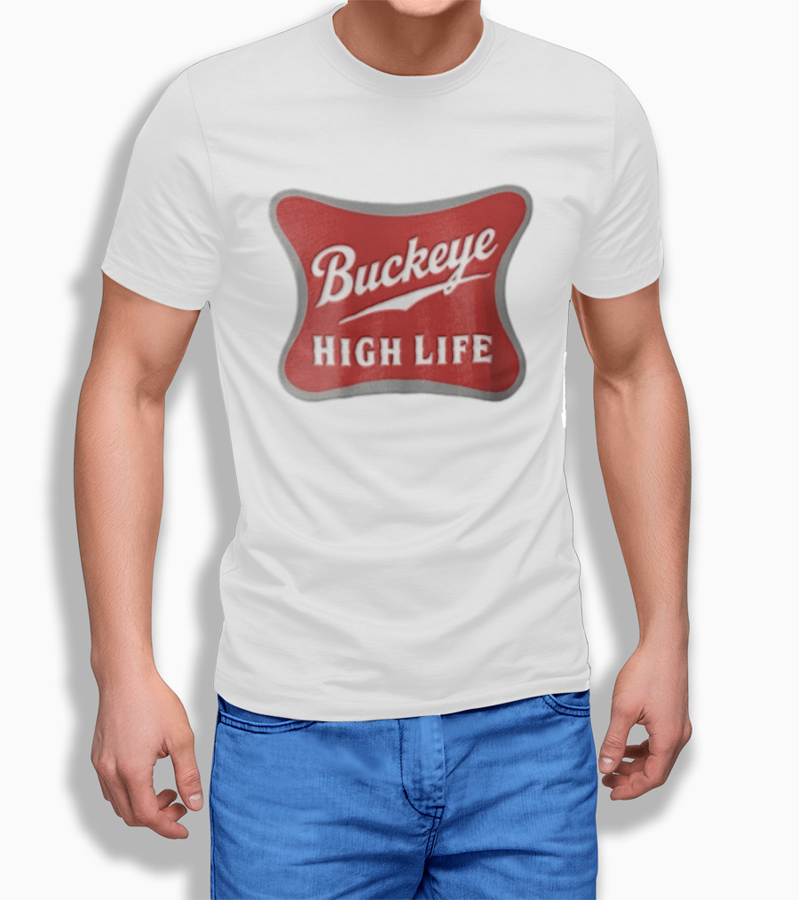 Buckeye High Life Red White Ohio State University T-Shirt