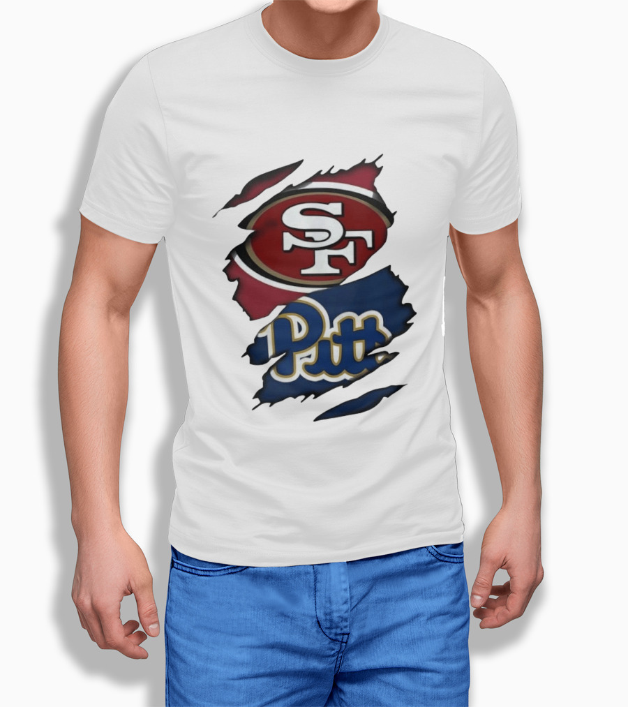 San Francisco 49ers SF Pittsburgh Panthers Pitt Distressed T-Shirt