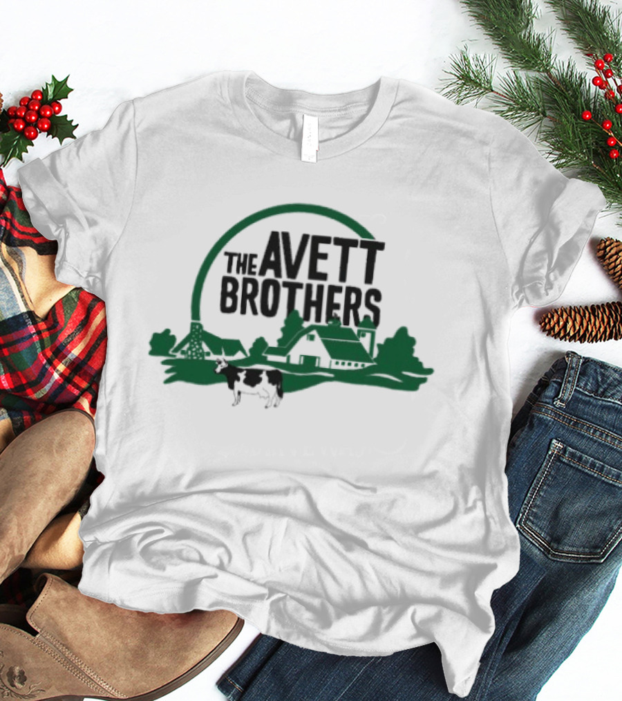 The Avett Brothers Hand Drawn Farm Cow Scene T-Shirt