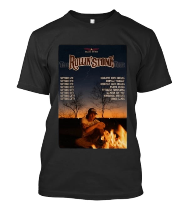 Blake Whiten Rollin' Stone Tour 2025 September Cities Charlotte Nashville Greenville Atlanta Pittsburgh Lexington Minneapolis Chicago T-Shirt