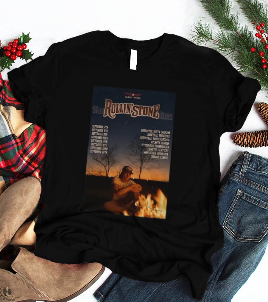 Blake Whiten Rollin' Stone Tour 2025 September Cities Charlotte Nashville Greenville Atlanta Pittsburgh Lexington Minneapolis Chicago T-Shirt